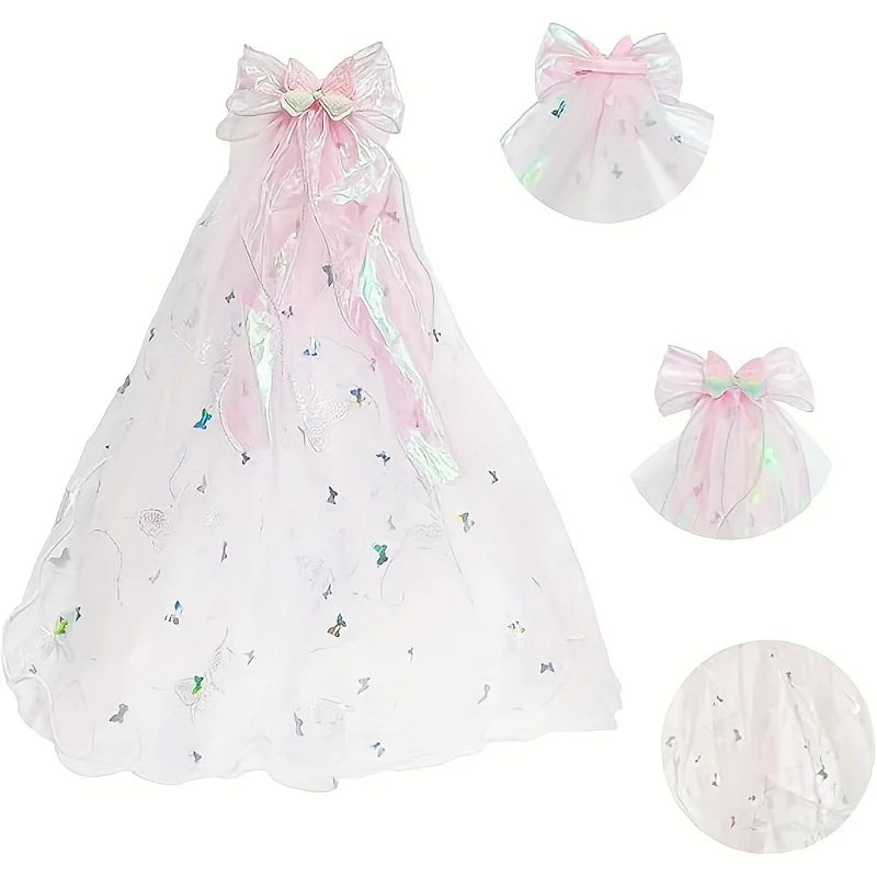 [Butterfly Hair Clip] Angel-Inspired Iridescent Butterfly Hair Clip with Delicate Veil - Elegant Accessory for Women Qme