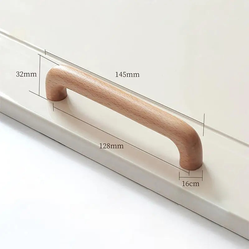 Natural Wood Color Cabinet Doors Solid Wood Handles Beech & Black Walnut Drawer Wooden Door Handles For Kitchen Bathroom Qme A9