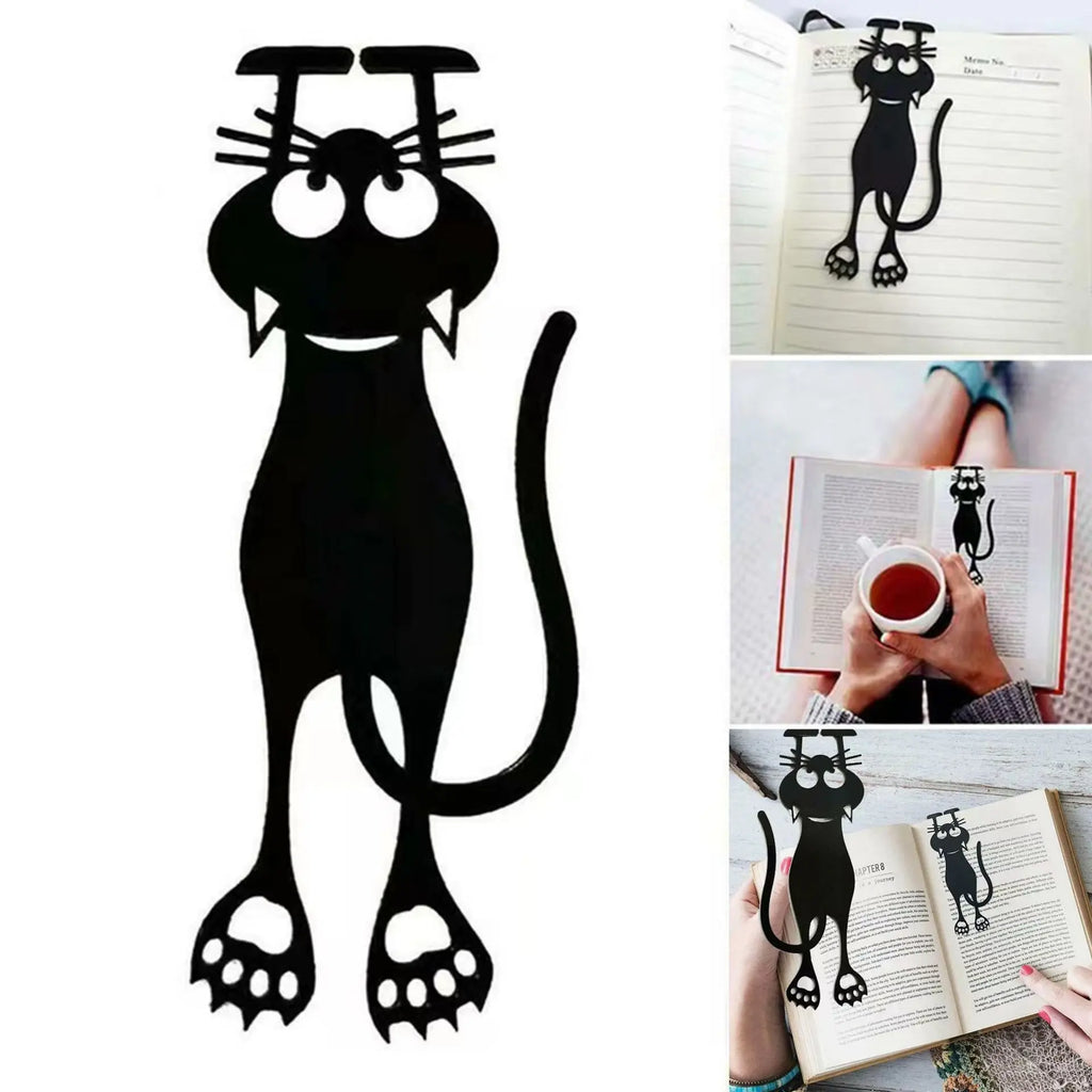 1 Small Cat Bookmark Hollowed Out Black Hanging Qme black