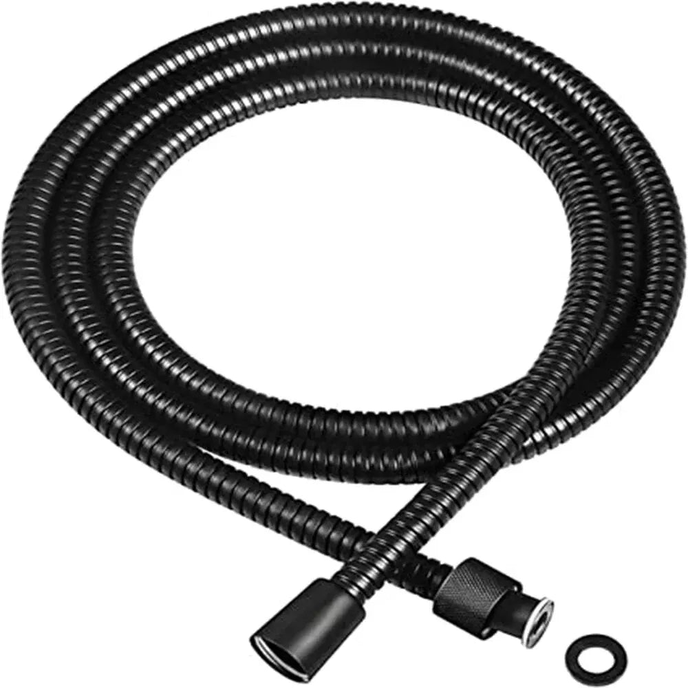 1.5M Black PVC Flexible Shower Hose Long Bathroom Shower Water Hose Extension Plumbing Pipe Pulling Tube Bath Accessories Qme 150cm