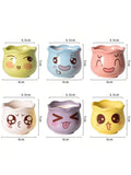 Cartoon Cute Ceramic Flower Pots Succulent Plant Pot Drainage Hole Qme 6pcs