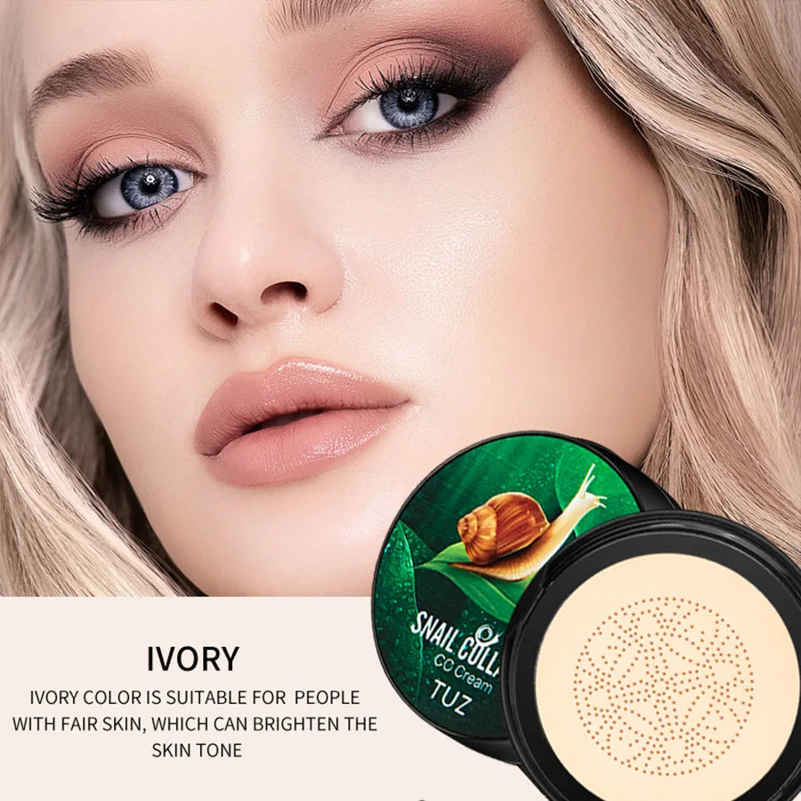 Snail Collagen Cc Cream Waterproof Long-lasting Mushroom Head Air Qme 01Ivory
