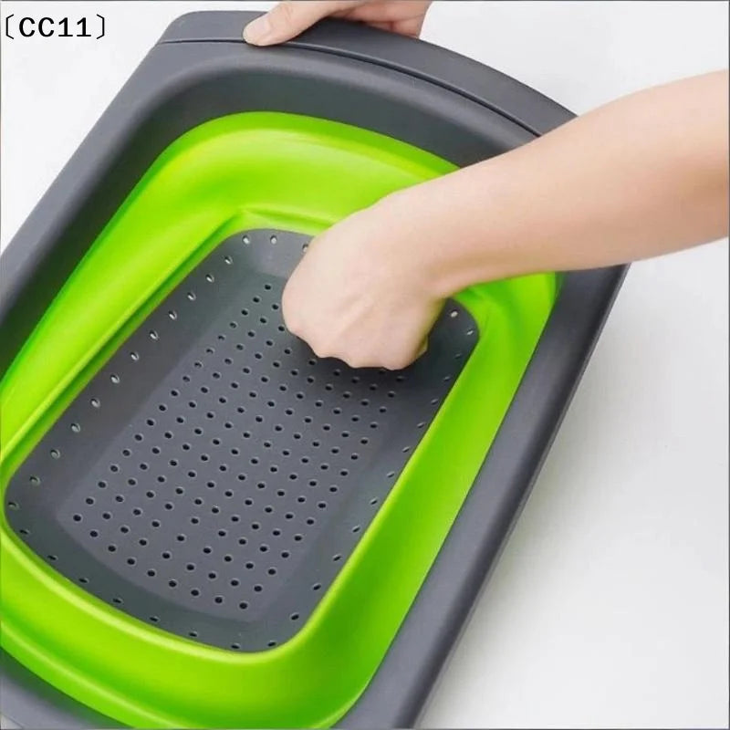 Fruit Vegetable Washing Basket Foldable Strainer Silicone Colander Qme