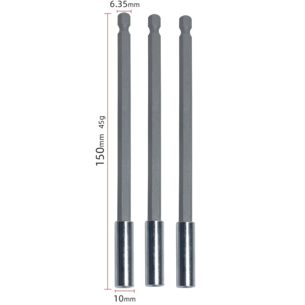 20-1PCS Hex Shank Drill Bit 60MM-150MM Magnetic Screwdriver Extended Link Screwdriver Head Holder Kit Rotary Tool Accessories Qme 150MM 3pcs