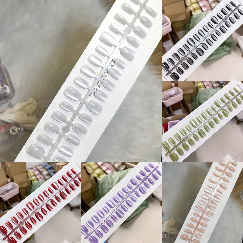 Different Short Press Nails Cat Eyes Decoration Wearable False Full Qme