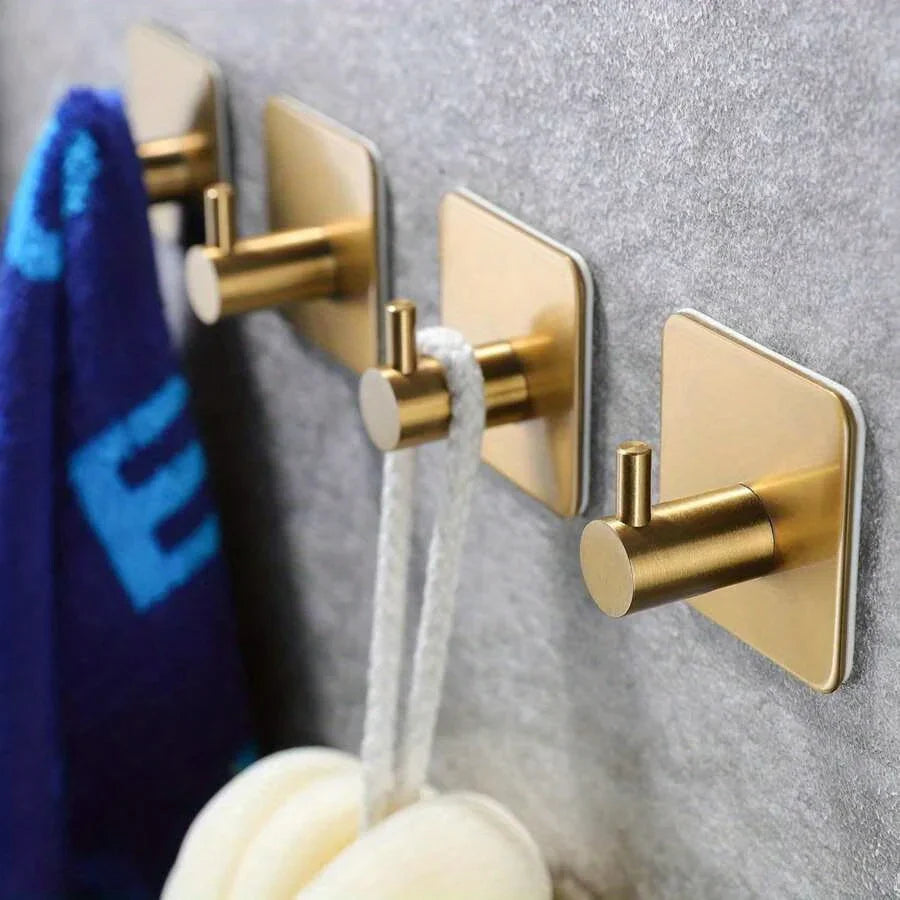 Golden Hook - Can be installed without drilling, can be safely and effortlessly removed. Suitable for towel, coat, Qme