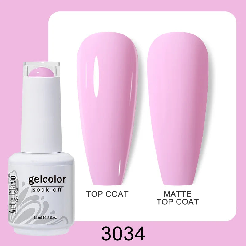 Arte Clavo Gel Nail Polish Matte Semipermanent Varnish UV Glitter Qme 3034