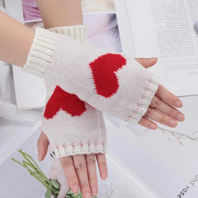 Knitted Half Finger Gloves Women's Warm Soft Winter Mittens for Girl Guantes Y2K Sleeve Girls Lolita Goth Fingerless Gloves Qme A-4 Length -20cm