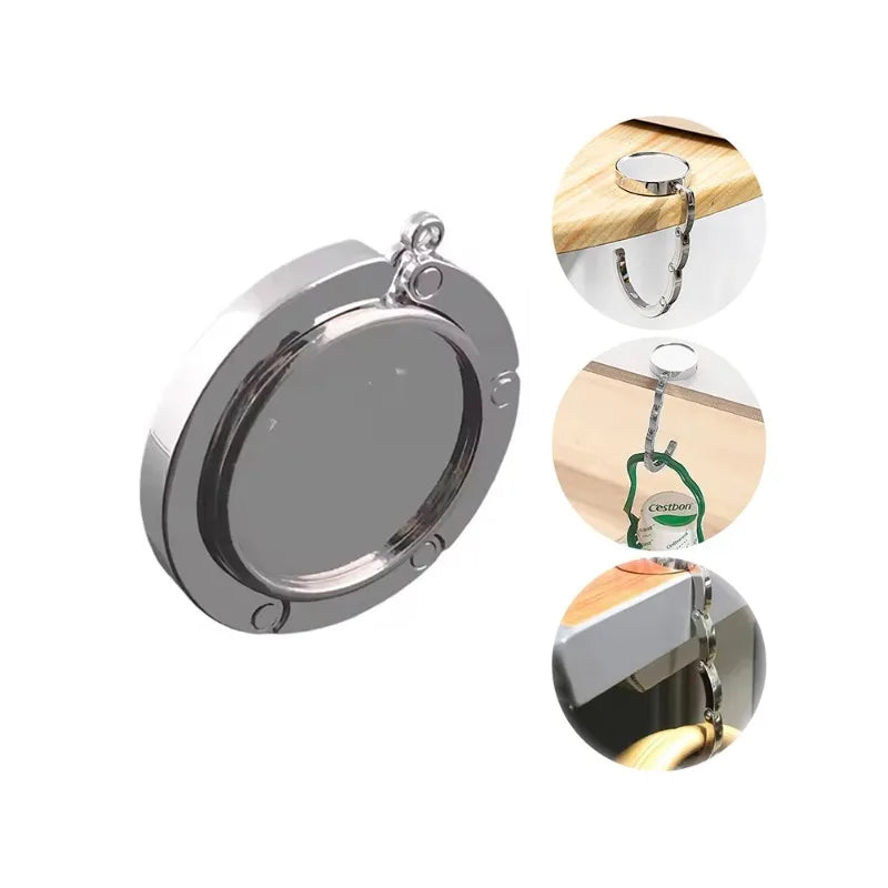 Hook Magic Creative Portable Bag Foldable Hanger Round Metal Holder Qme