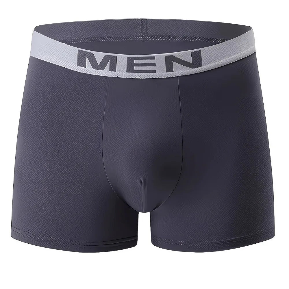 6 Pcs Solid Color Men's Underwear Comfortable Fit Breathable Fabric Boxer Shorts High Elastic Athletic Underwear Qme Grey 2XL