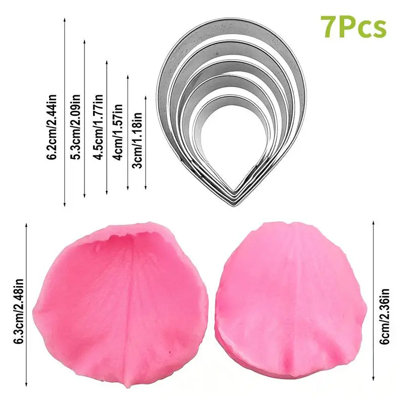 5 Peony Petal Veiner Silicone Mold Stainless Steel Cutter Mould Qme A2
