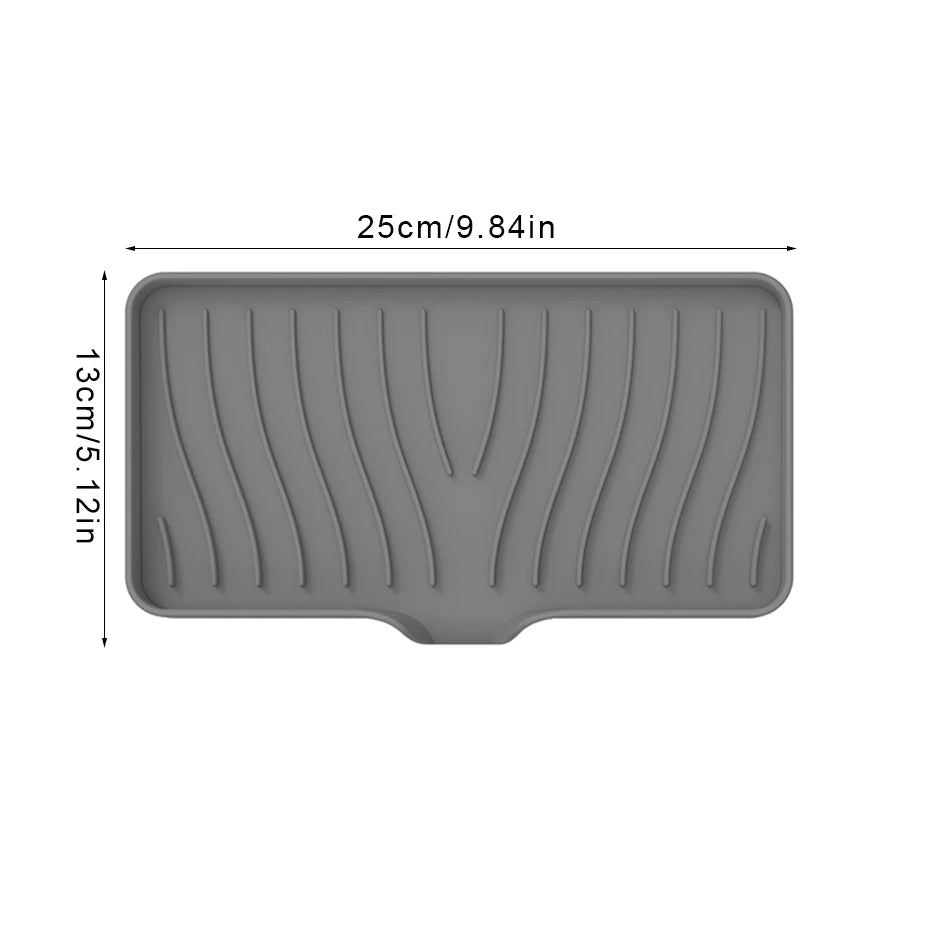 Self Draining Soap Bar Holder Silicone Kitchen Sink Soap Dish Sponge Tray Counter Caddy Organizer for Dish Soap Dispenser Qme gray-large
