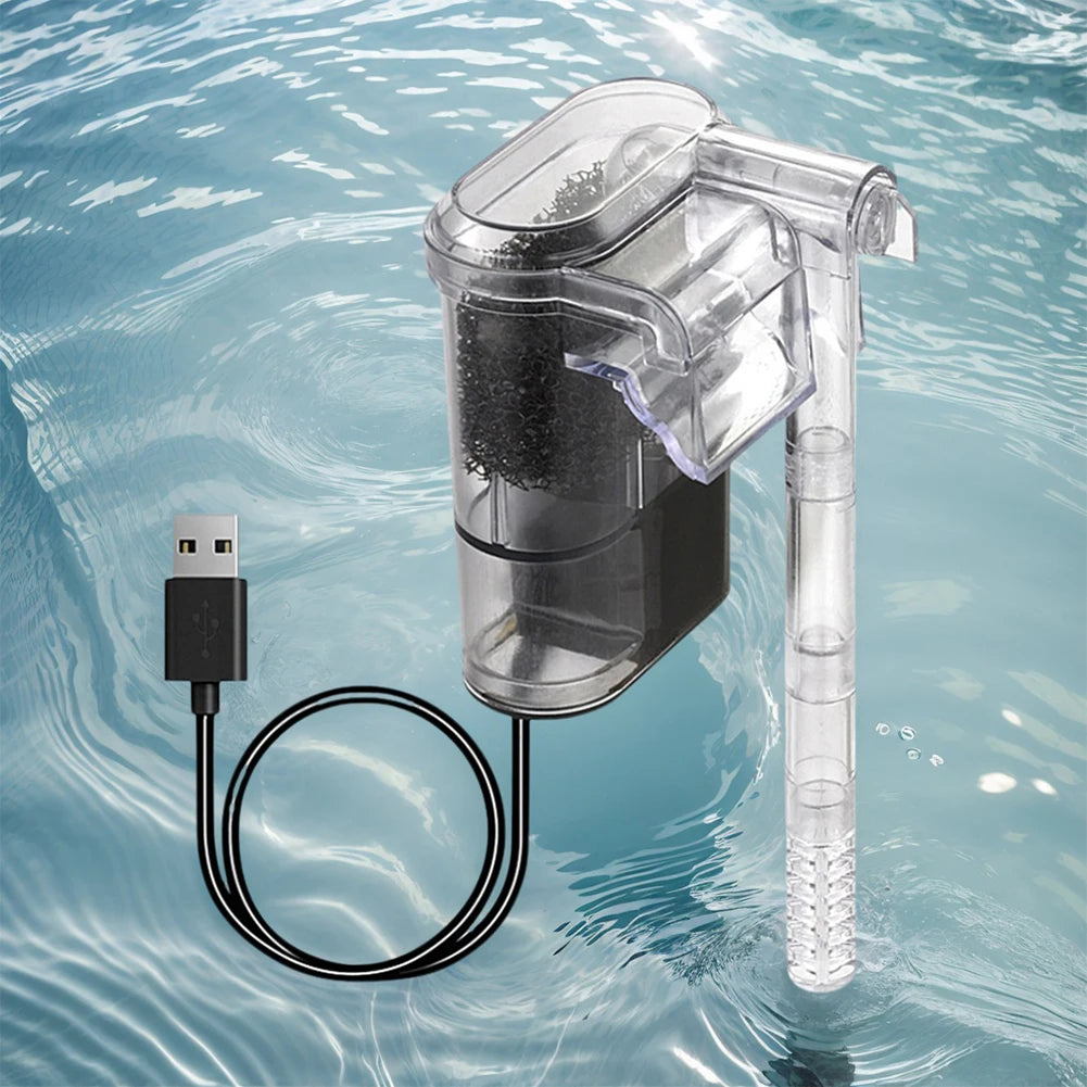 Fish Tank Suspended Filter Water Purifier Adjustable Water Flow Hang Up Filter Water Pump USB Plug In Fish Tank Accessories Qme