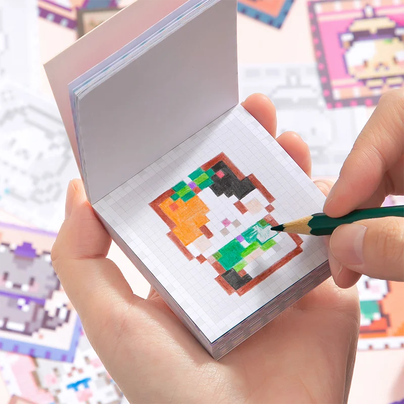 50Sheets Pixel Coloring Sticker Book Adorable Pets Theme Stress Relief Game for Scrapbooking Journaling Phone Case DIY Craft Qme