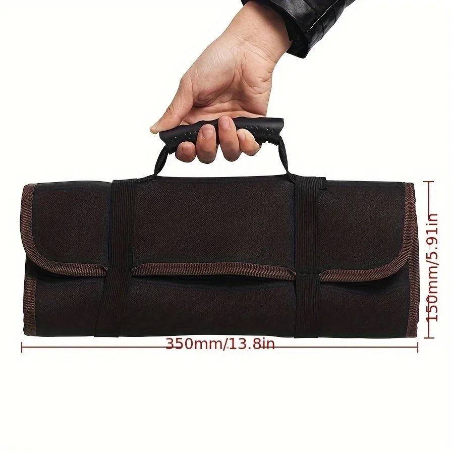 Roll Tool Bag Large Size Wrench Roll Up Portable Pouch Bag 22 Pockets Kit Multi-functional Spanner Tool Organizer Folding Pouch Qme