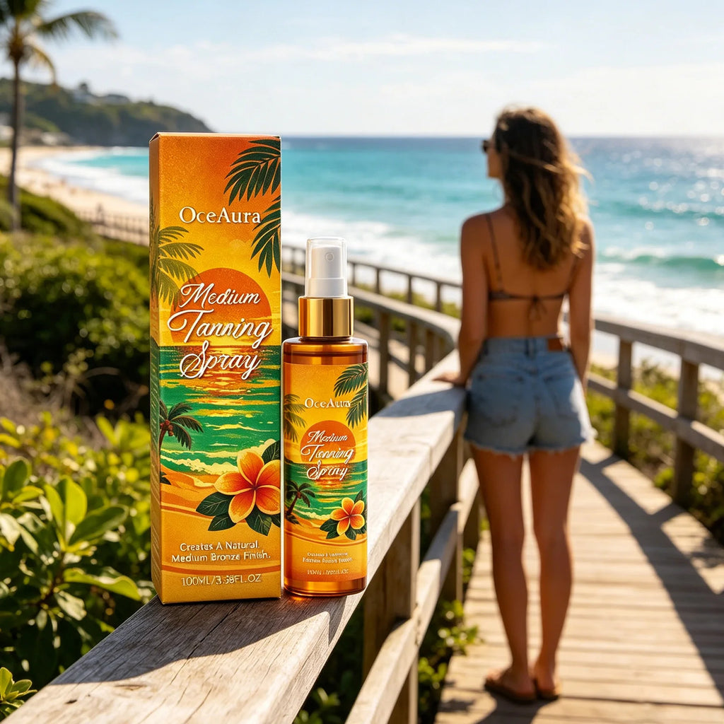 OceAura Self Tanning Spray Long Lasting Bronzer Darker Skin Tone Refreshing Non-sticky Natural Sunless Tanning Spray Body Tanner Qme