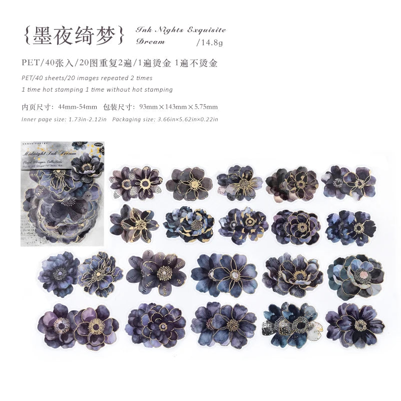 20/40 Pcs Kawaii Creative flower plant Sticker Pack hand tent DIY Stick Labels Scrapbooking Stickers Junk Journal Supplies Qme G3
