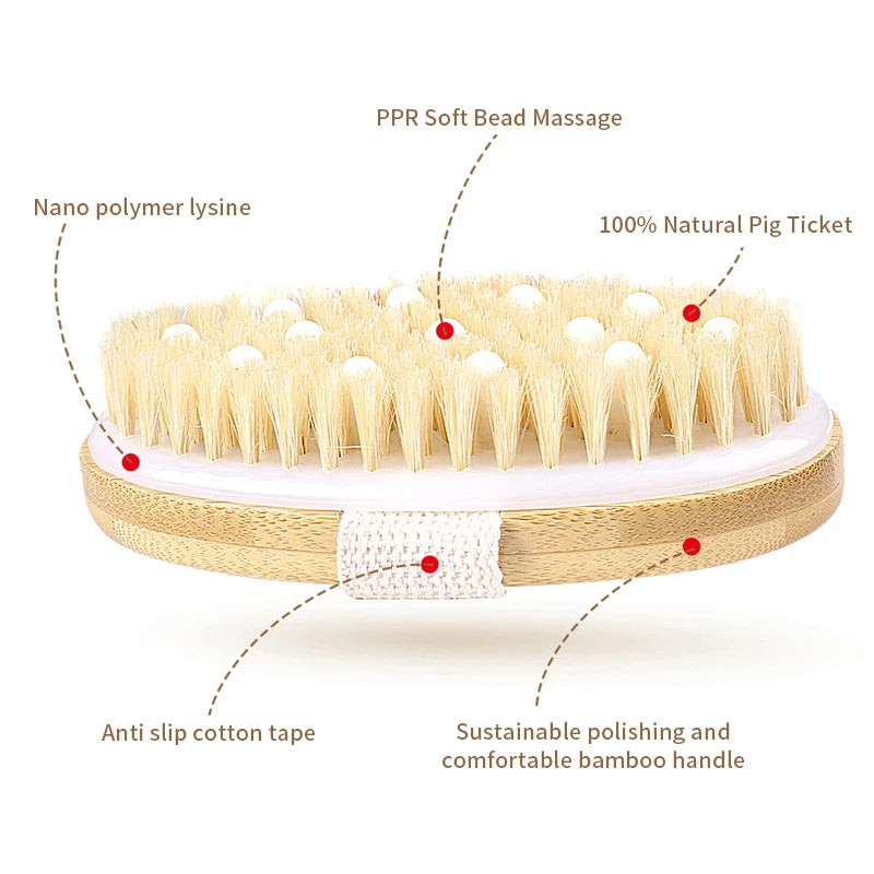 1 Dry Skin Body Massage Brush Natural Bristle Dead Remover Anti Qme