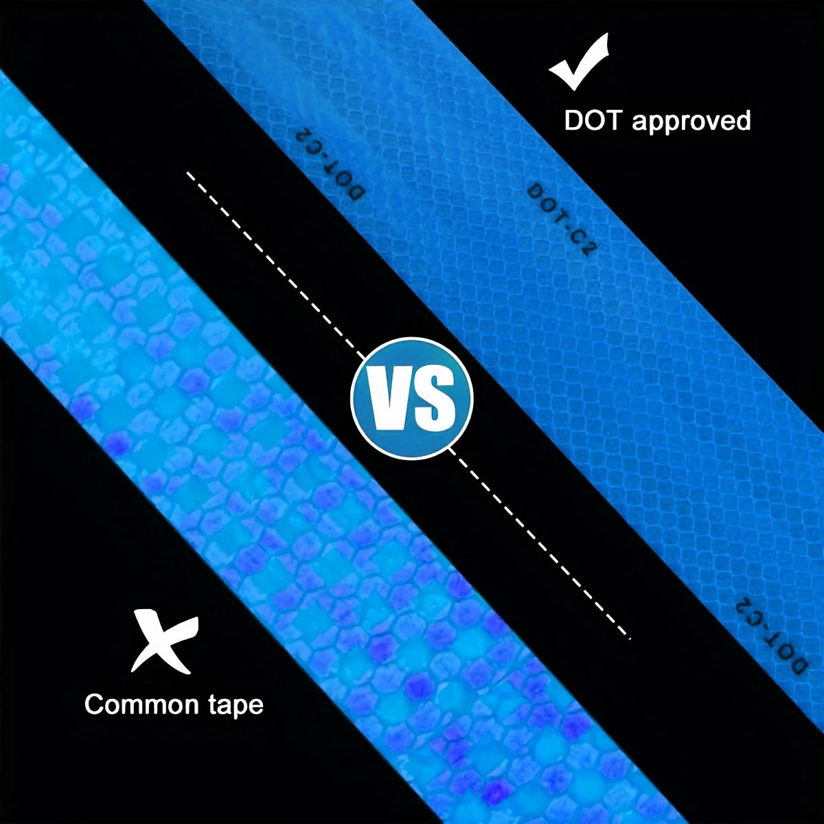 European Standard DOT blue reflective tape, warning safety stickers, floor installation, waterproof, adhesive, for truck, road Qme