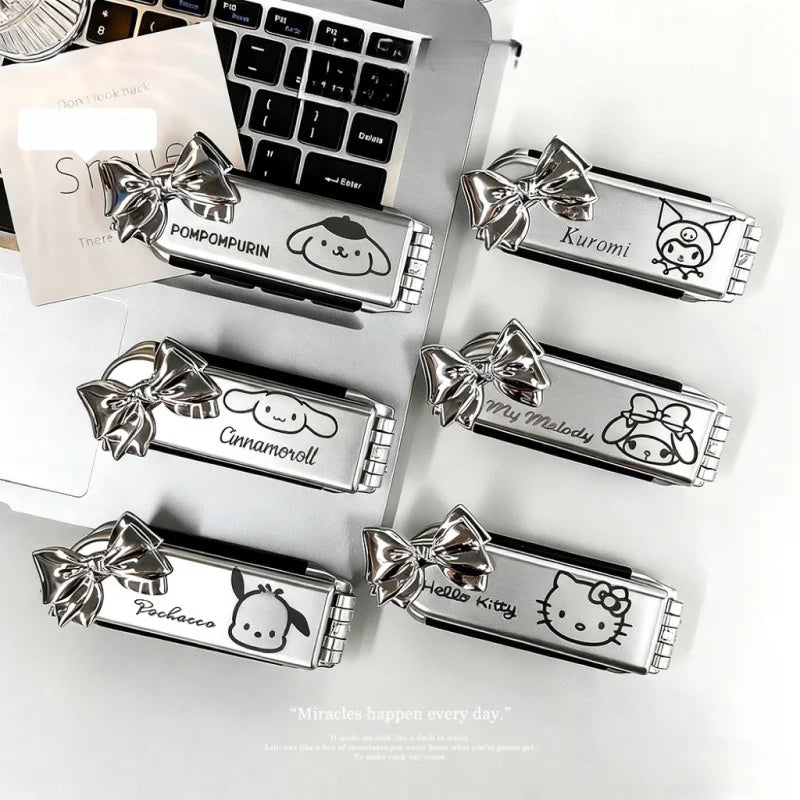 Hello Kitty Silver Folding Air-Cushion Comb Instagram-Style Comb with Mirror Portable Mini Comb with Mirror for Students Qme