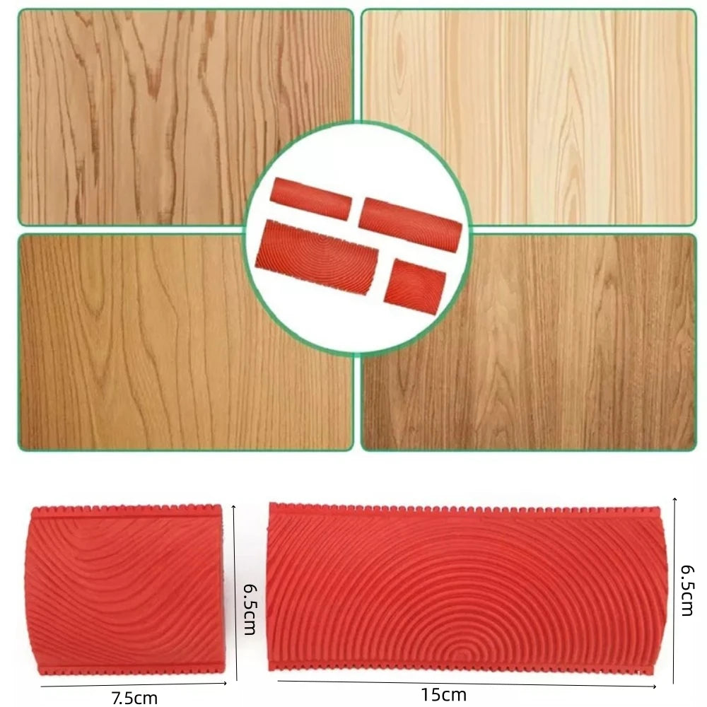 New DIY Wall Painting Machine Rubber Texture Paint Roller Furniture Imitation Wood Art Wall Painting Tools Home Decoration Qme