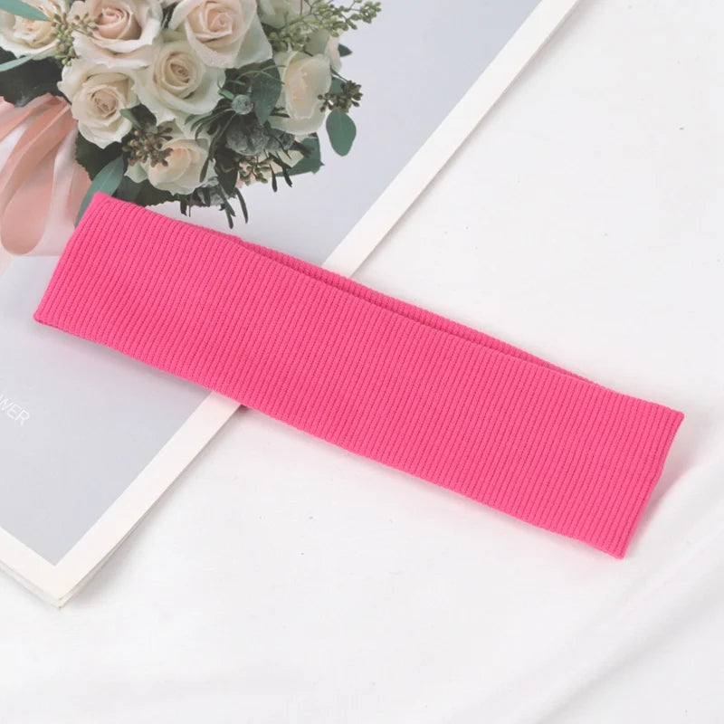 Unisex Headband Sports Elastic Running Hair Bands Yoga Hairband Women Qme Rose Red