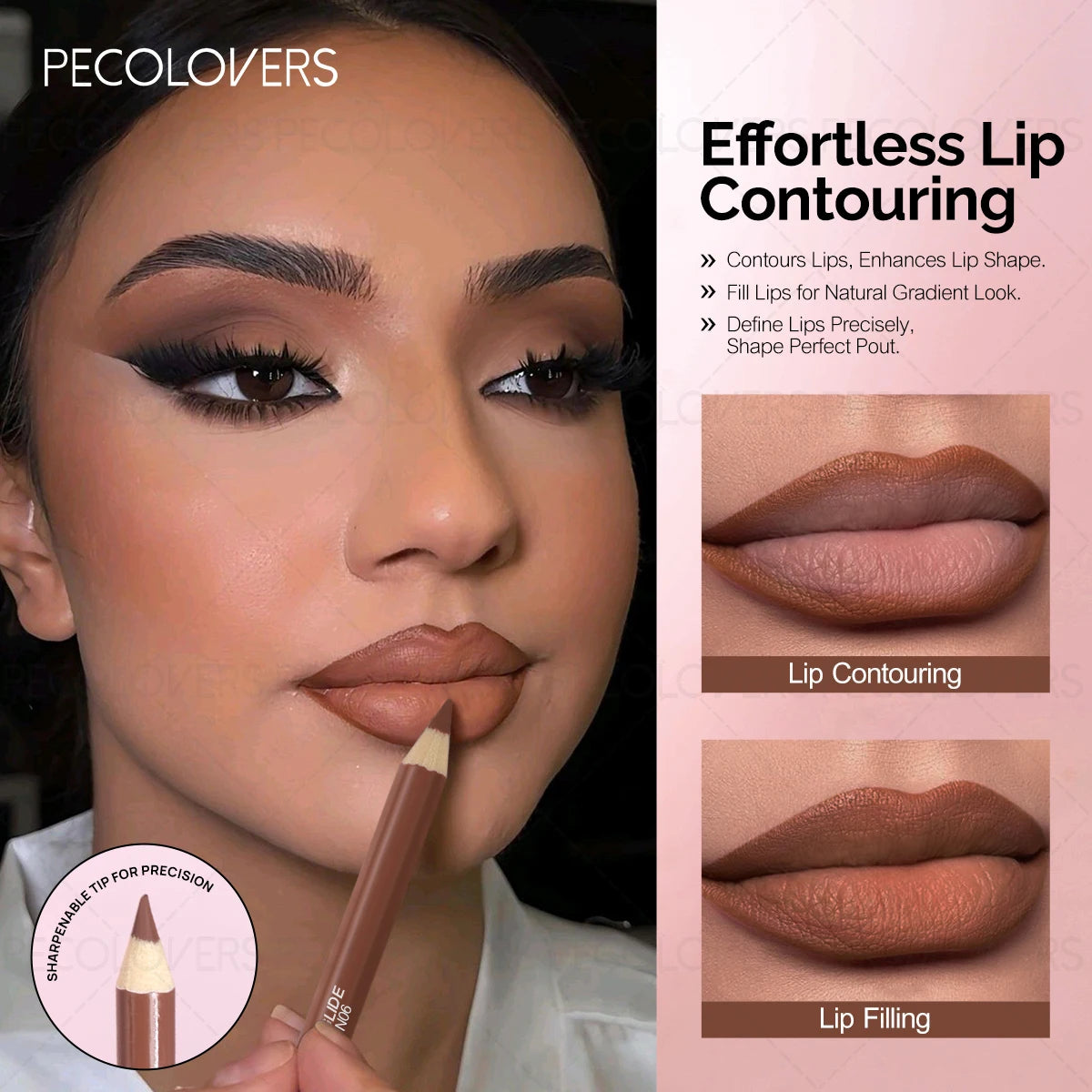 Perfect Matte Lip Liner Pencil Define Lines Easy Slide Natural Tones Qme