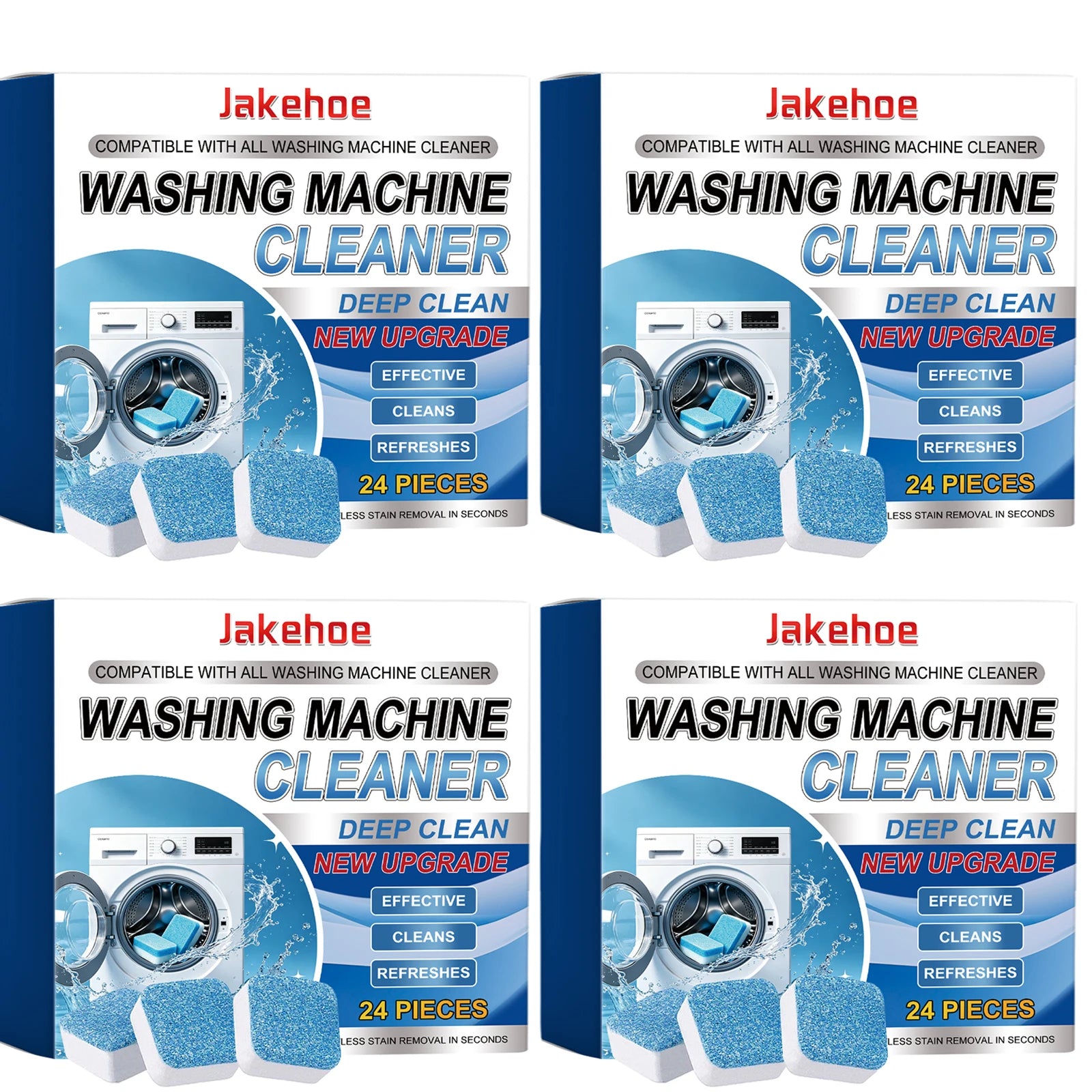 Washing Machine Cleaning Tablets Removing Mold & Scale Eliminate Odors Reduce Bacterial Growth Powerful Washing Machine Cleaner Qme 4 x 24PCS Boxed