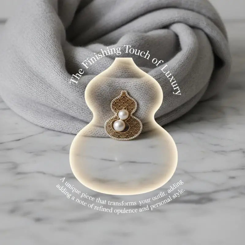 New Chinese Style Hollow Gourd Pearl Elegant Suit Brooch For Women Clothing Coat Corsage Jewelry Accessories Gifts Qme