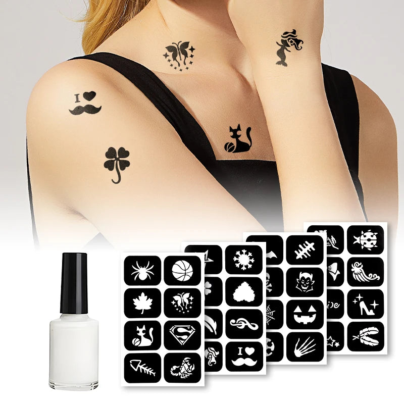 Reusable Temporary Tattoo Body Glue Multipurpose Stencil Glitter Qme