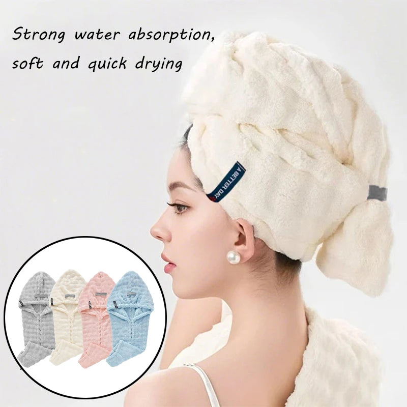 Microfiber Hair Towel Extra Large Wrap Quick Dry Elastic Band Ultra Qme