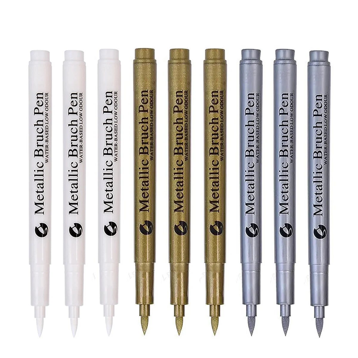 Metallic Marker Pen White/Gold/Silver Waterproof Permanent Paint Marker Pen for Rock,Mug,Ceramic,Glass DIY Painting Supplies Qme 3white 3gold 3silver