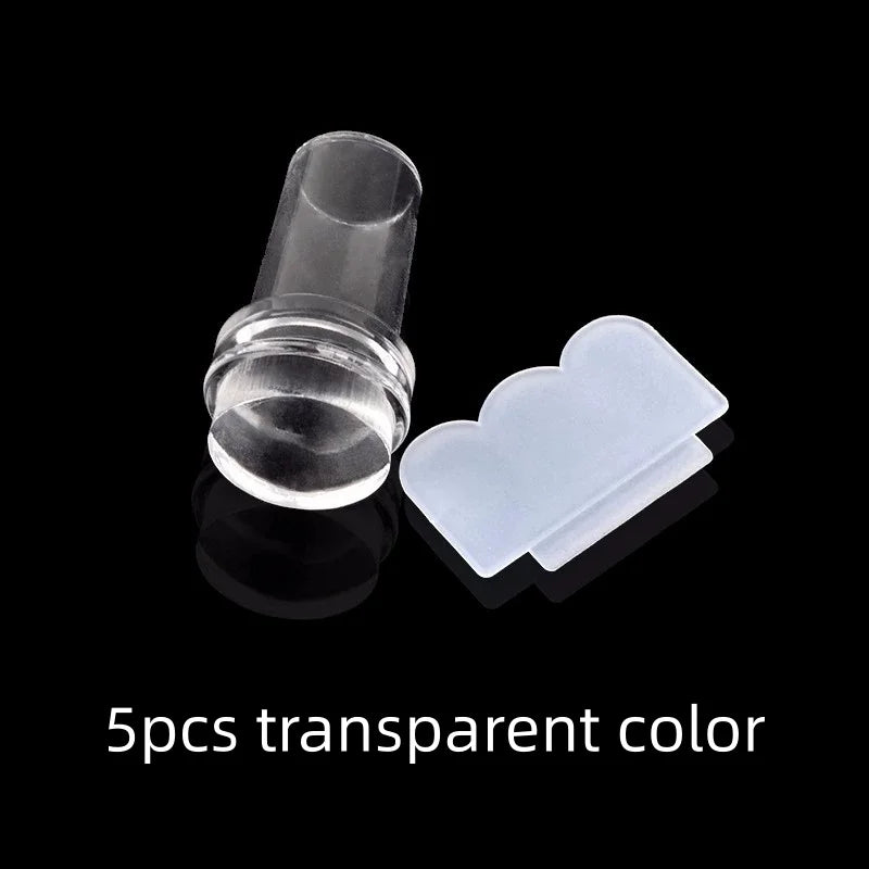 1/3/5pcs Transparent Silicone Nail Art Stamping Kit French Design For Manicure Plate Stamp Polish Seal Two Side Stamper Qme 5pcs