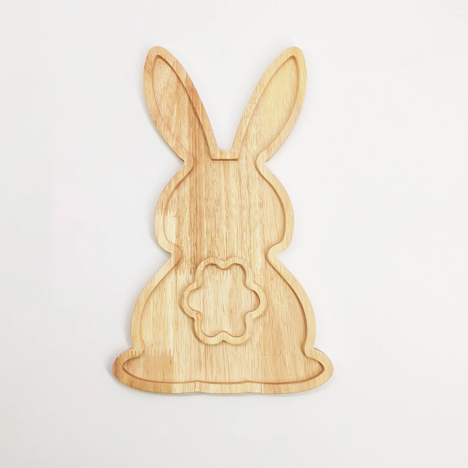 Wooden Serving Platter Easter Egg Bunny Decoration Tray Rustic Festivals Decorative Tray Board for Fruit Candy Multiuse Plates Qme B One Size