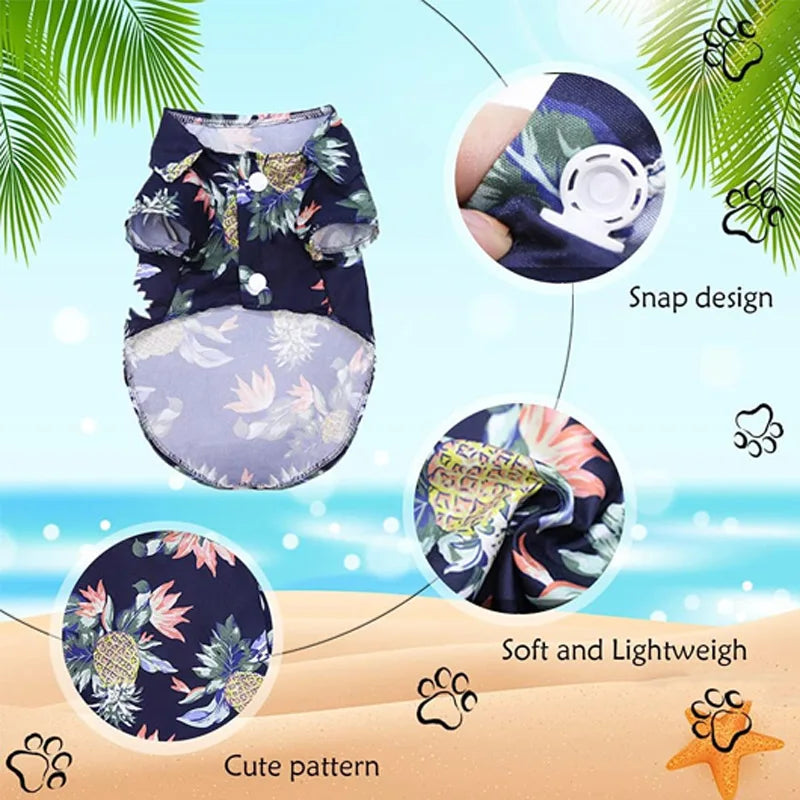 Dog shirt Hawaii pet vest summer beach clothing, pet T-shirt vest clothing suitable for small and large cats and dogs Qme