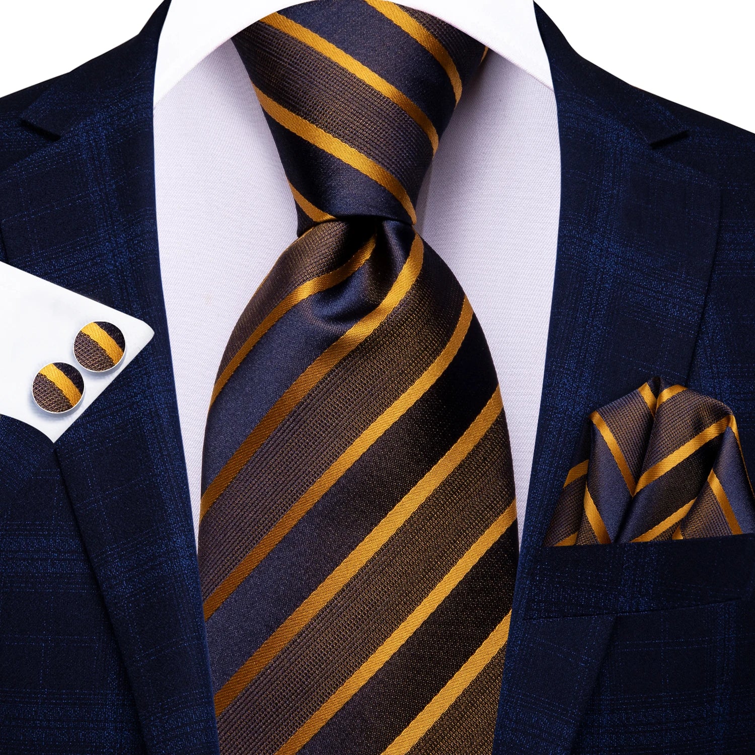 Hi-tie Red Blue Striped Business Mens Tie Jacquard Necktie Qme N-3936