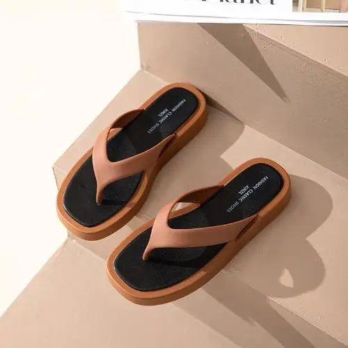 Classic Black/white Mixed Color Platform Flip Flops Women Thick Bottom Thong Slippers High Quality Leather Jandal Sandals Women Qme BN 36