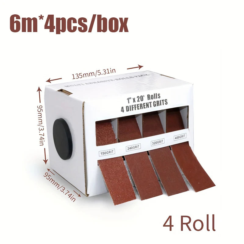 4Pcs emery cloth sandpaper roll, 150 240 320 400 grain size, suitable for metal, automobile, furniture and wood Qme 4pcs