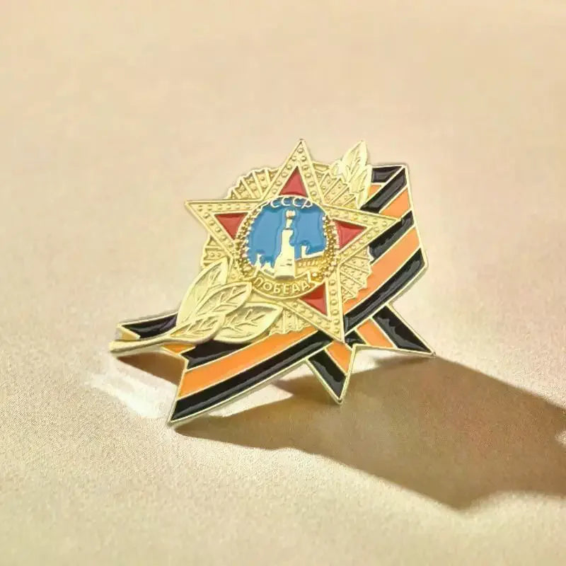 Ribbon Badge With Russian Flag Enamel Lapel Pin Victory Day Order Memorial Brooch Festive Symbol Pin Qme