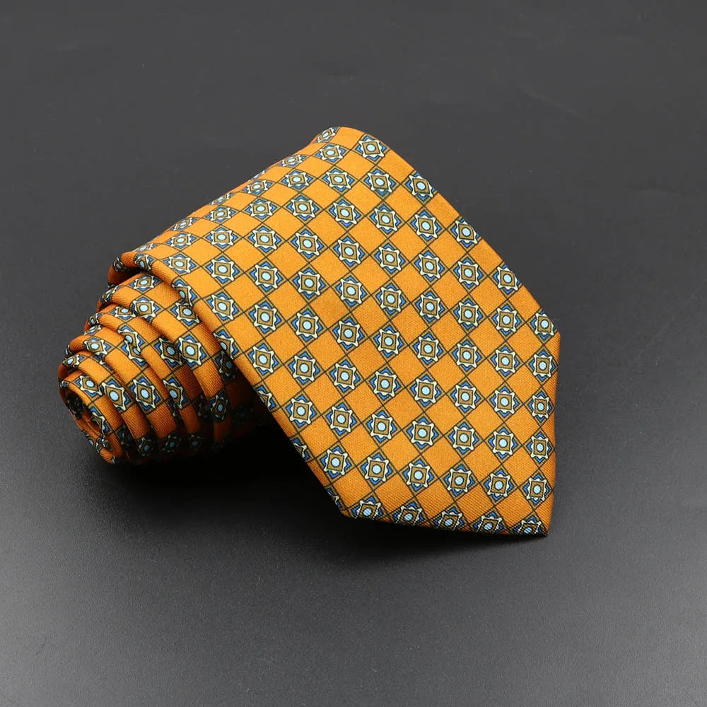 Men's Fashion Silk Tie Soft Novelty Necktie Blue Green Orange Ties