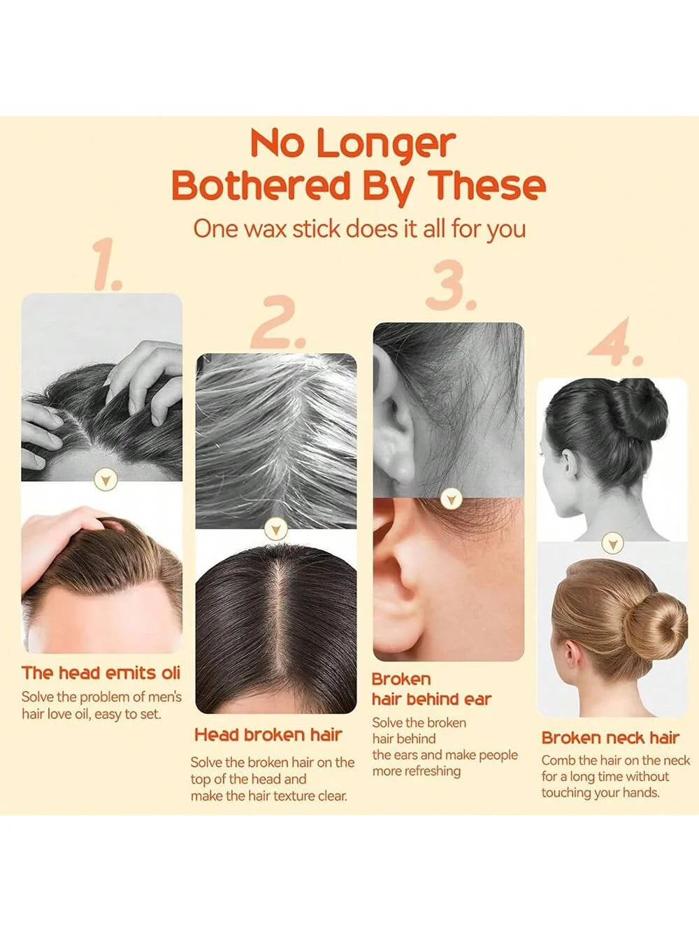 GZE Travel Size HAIR STYLING STICK Strong Hold Long-lasting Styling Shine And Smooth Hair Finishing Stick no flaking Anti Frizz Qme