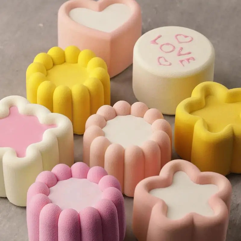 Flower Heart Square Star Shape Bento Cake Silicone Mold Chocolate Qme