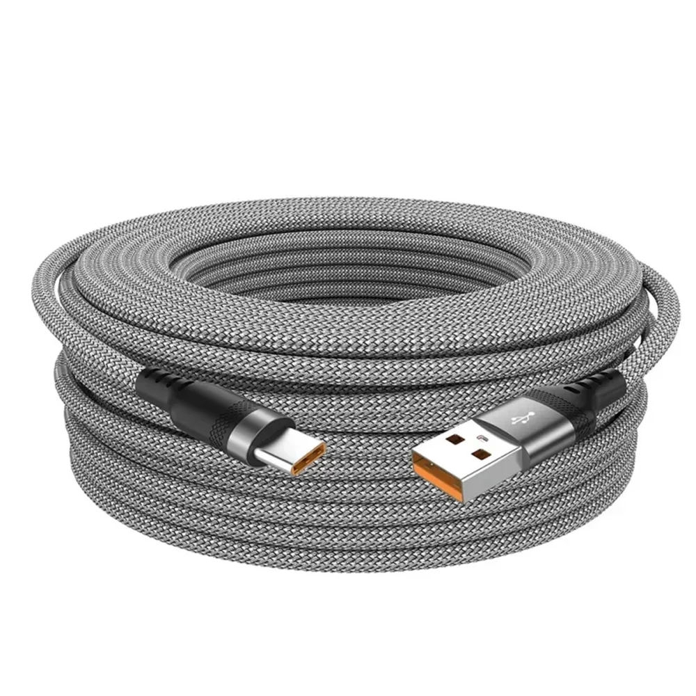 USB Type-C Fast Charging Data Cord Mobile Phone Nylon Braided Data Cable 1M/2M/3M/5M PD Charging Line For Xiaomi Samsung Oneplus Qme Grey 1m