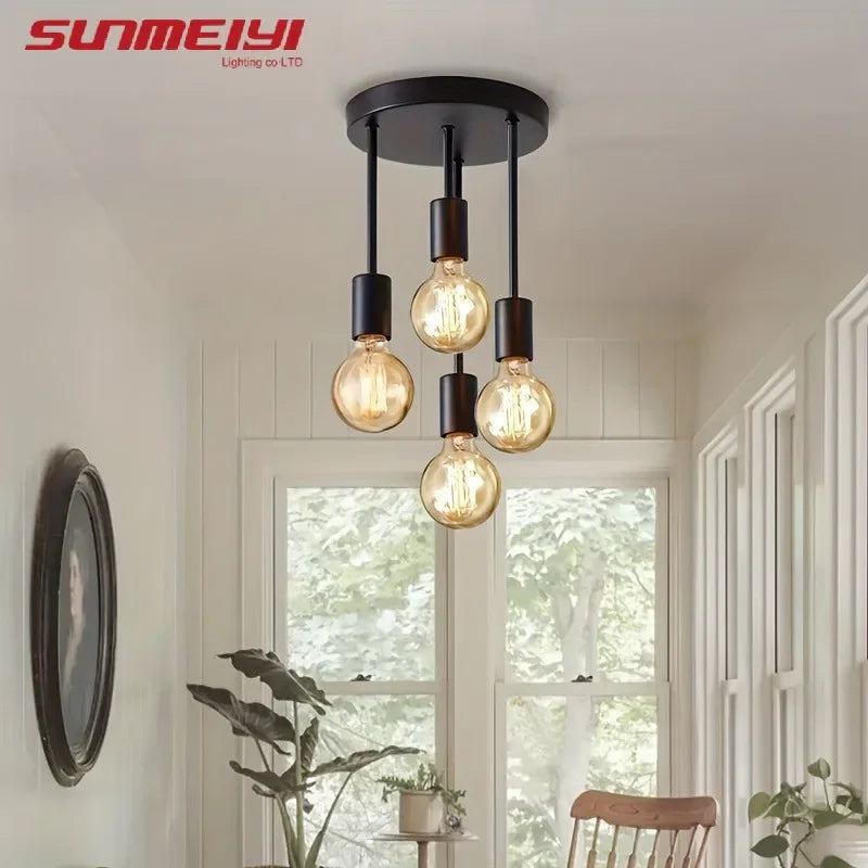 E27 Bulb Modern LED Ceiling Light Black - Energy Saving, Living Room, Bedroom, Kitchen, Easy Installation, Bulb Qme