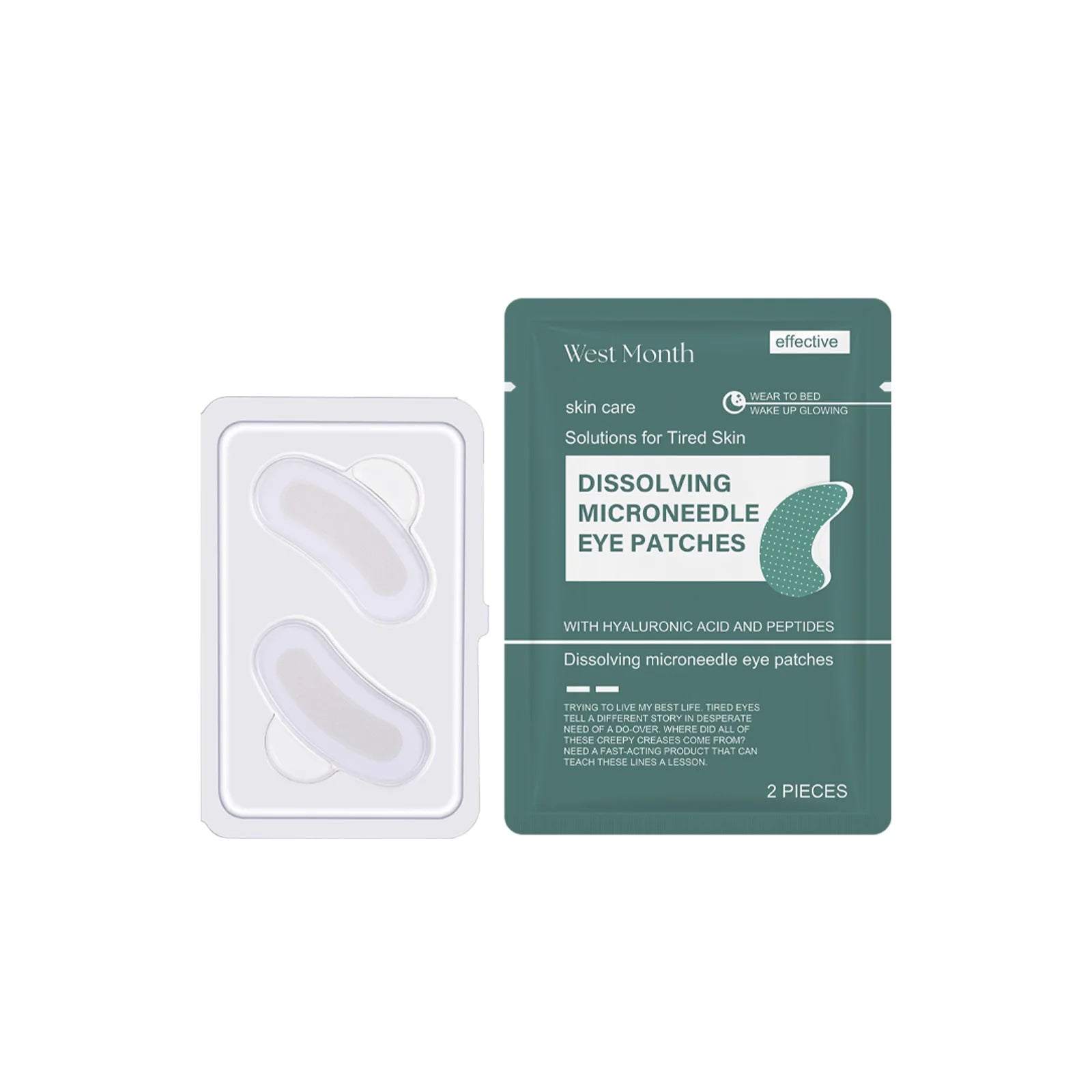 0.25mm Hyaluronic Acid Dissolving Microneedle Eye Patches Hydrogel Eye Mask for Wrinkles Dark Circles Puffiness Anti-Aging Qme 2pieces