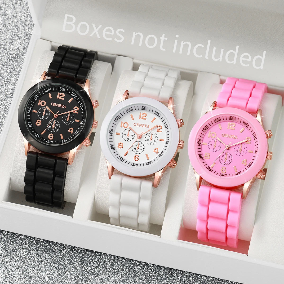 2/3 peças relógios femininos moda mostrador árabe pulseira de silicone conjunto de relógio de quartzo (sem caixa) Qme