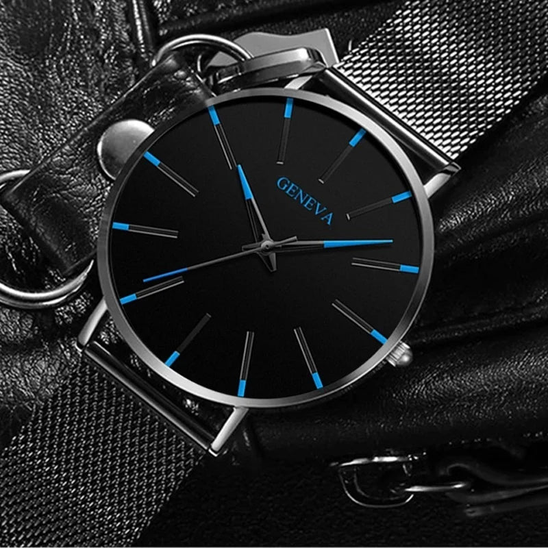 Top Brand Fashion Minimalist Ultra-thin Watch Men's Business Stainless Steel Strap Steel Mesh Quartz Watch Relogio Masculino Qme