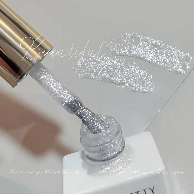 Diamond White Glitter Gel Nail Polish, High Density Sparkle Nail Gel, 2026 New Fine Shimmer Salon Gel for Manicure Qme