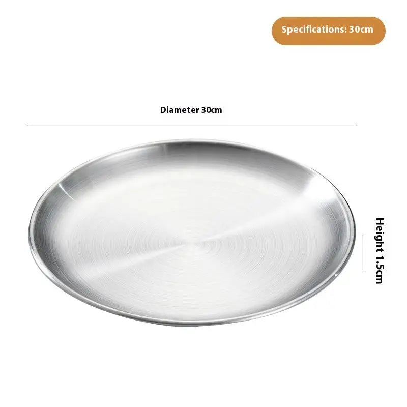 Round Plate Shallow Tray Thickened Stainless Steel Disc Golden Cafe Qme 6