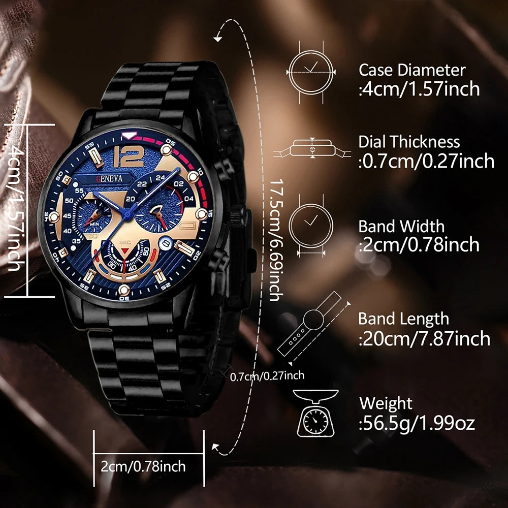 3PCS Men's Watch Set Business Trend Fashion Classic Quartz Watch Suitable for Daily Clothing Matching or Holiday Gifts Qme